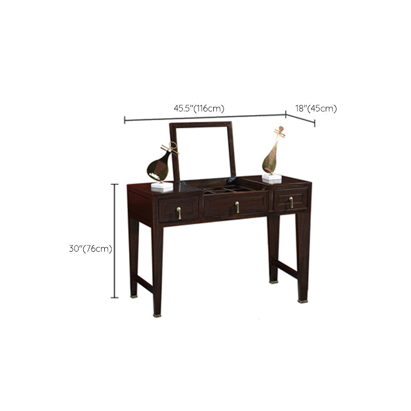 Solid Wood Vanity Dressing Table Traditional Flip-Top Makeup Vanity Table