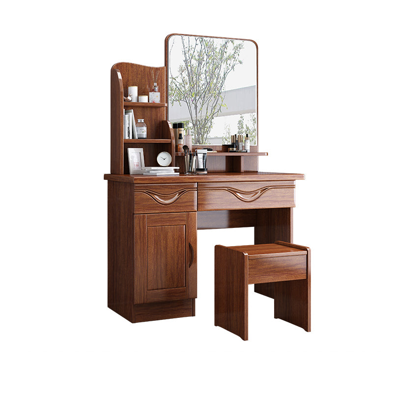 Traditional Makeup Table with 2 Drawers 15.75" Wide Vanity Tables with Mirror
