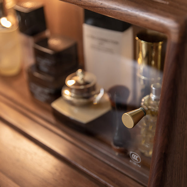 Scandinavian Vanity Makeup Table Set Wolnut Dressing Table Stool Set