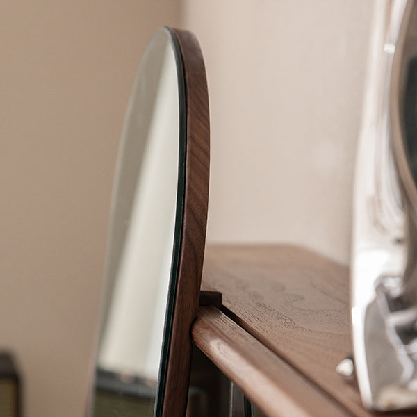 Scandinavian Vanity Makeup Table Set Wolnut Dressing Table Stool Set