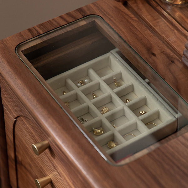 Scandinavian Vanity Makeup Table Set Wolnut Dressing Table Stool Set