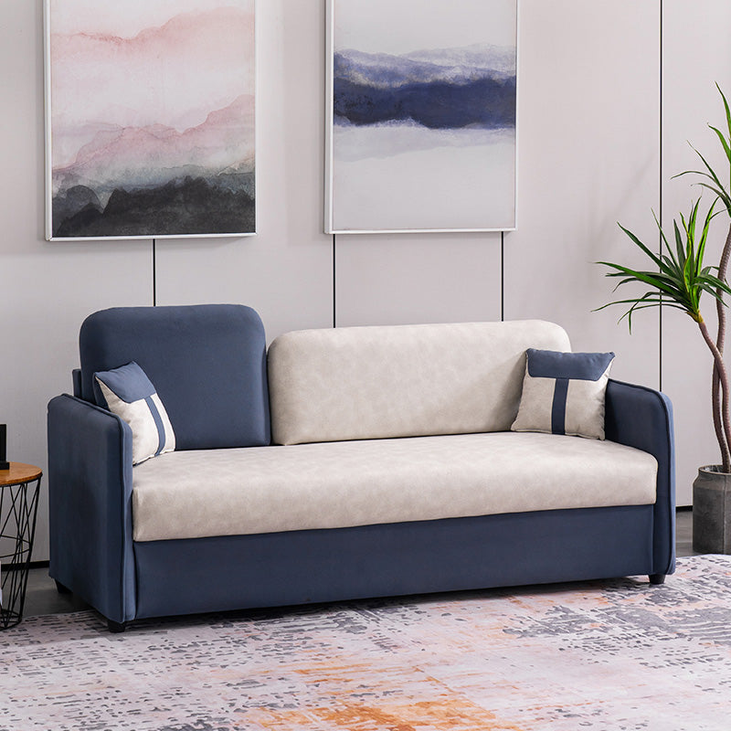 25" Wide Contemporary Sofa Leather Pillows Cushions White Seating