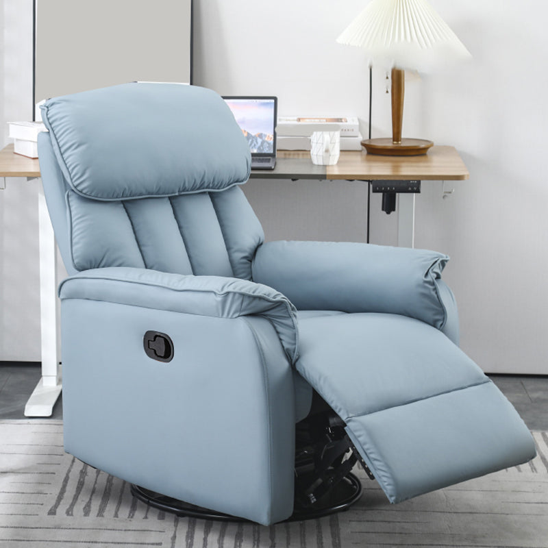 Contemporary Solid Color Standard Recliner with Arms in Faux Leather/Linen Blend