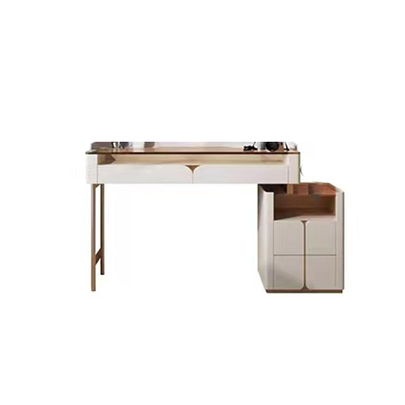 Glass Top Makeup Vanity Desk Storage Box Makeup Vanity Set with Drawer