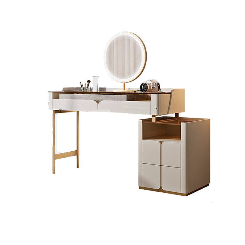 Glass Top Makeup Vanity Desk Storage Box Makeup Vanity Set with Drawer