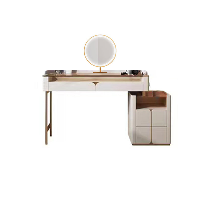 Glass Top Makeup Vanity Desk Storage Box Makeup Vanity Set with Drawer