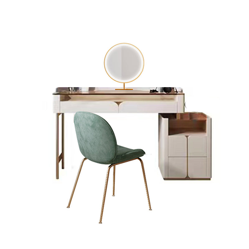 Glass Top Makeup Vanity Desk Storage Box Makeup Vanity Set with Drawer