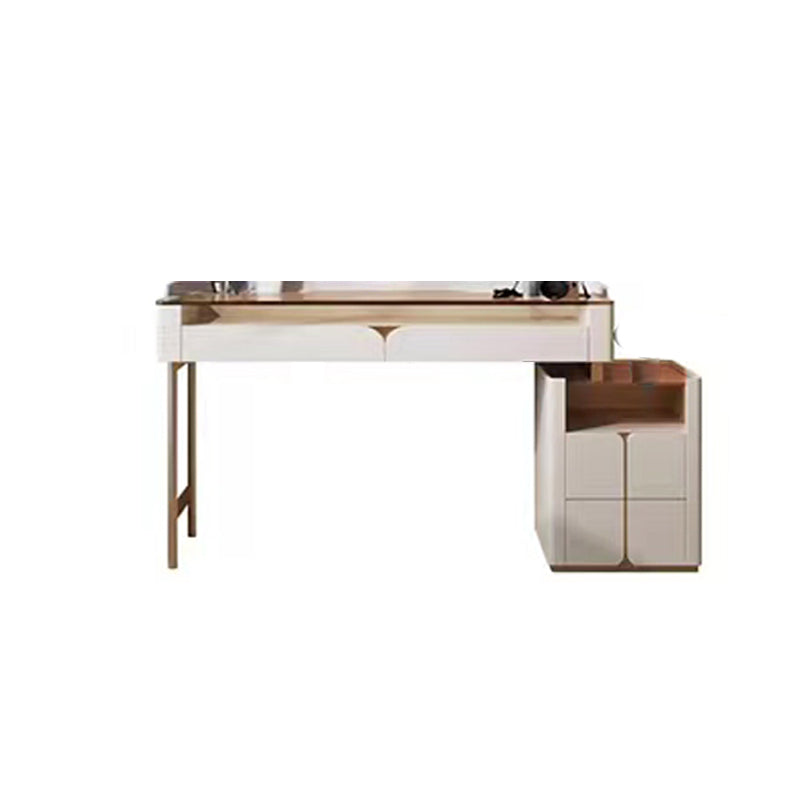 Glass Top Makeup Vanity Desk Storage Box Makeup Vanity Set with Drawer