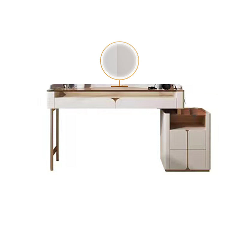 Glass Top Makeup Vanity Desk Storage Box Makeup Vanity Set with Drawer