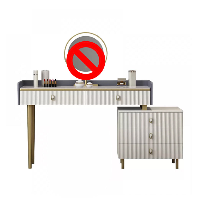 5 Drawers Stone Makeup Table Desk Vanity for Women, 17.12" D x 30.31" H, White/Blue