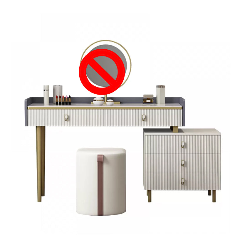 5 Drawers Stone Makeup Table Desk Vanity for Women, 17.12" D x 30.31" H, White/Blue