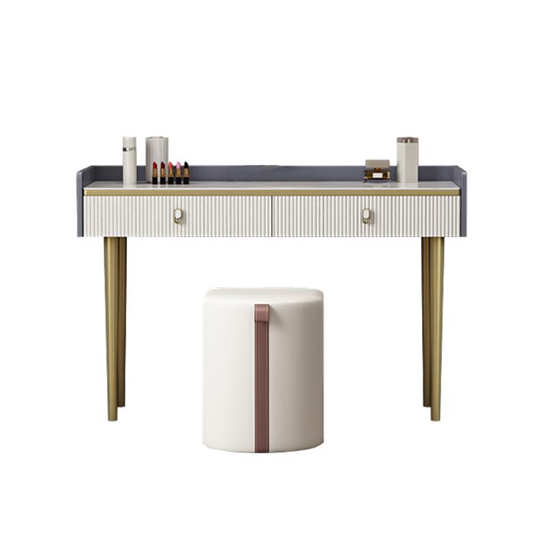 5 Drawers Stone Makeup Table Desk Vanity for Women, 17.12" D x 30.31" H, White/Blue