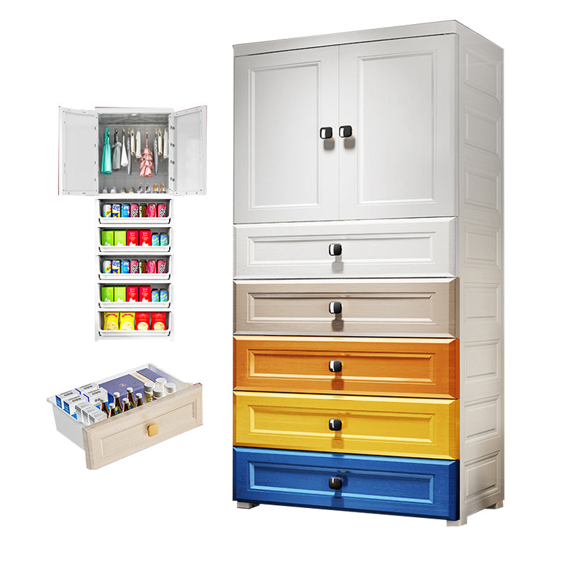 Contemporary Wardrobe Armoire Plastic Wardrobe Closet with Drawers
