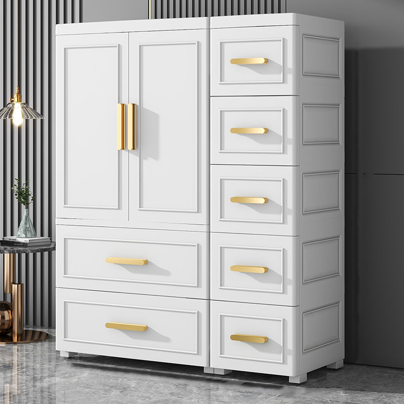 Modern Plastic Armoire Cabinet Bedroom Youth Armoire with Wheels