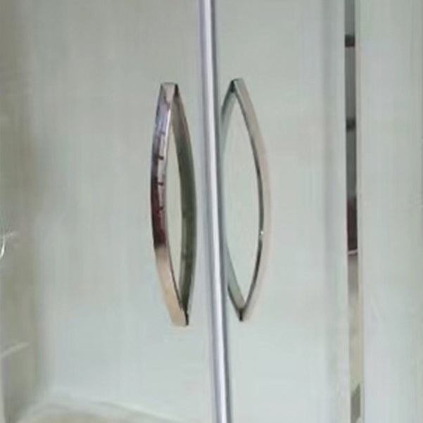 Silver Framed Shower Doors Double Sliding Clear Shower Bath Door
