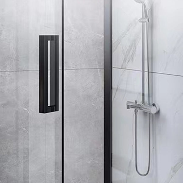 Black Full Frame Shower Screen Diamond Shape Tempered Glass Shower Door