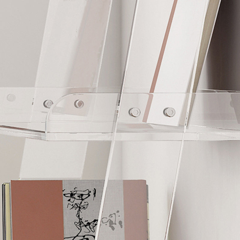Contemporary Open Back Bookshelf Ladder Acrylic Bookcase with Shelves