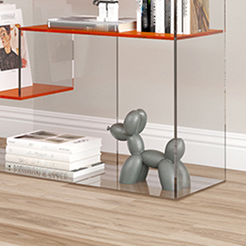 Contemporary Open Back Vertical Bookshelf Geometric Acrylic Bookshelf