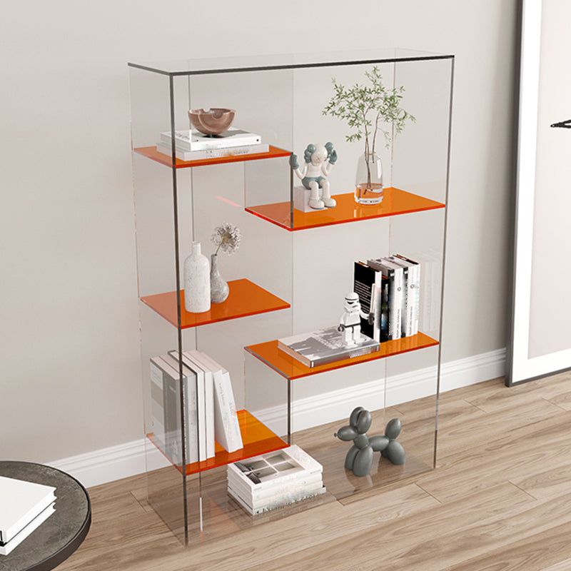 Contemporary Open Back Vertical Bookshelf Geometric Acrylic Bookshelf