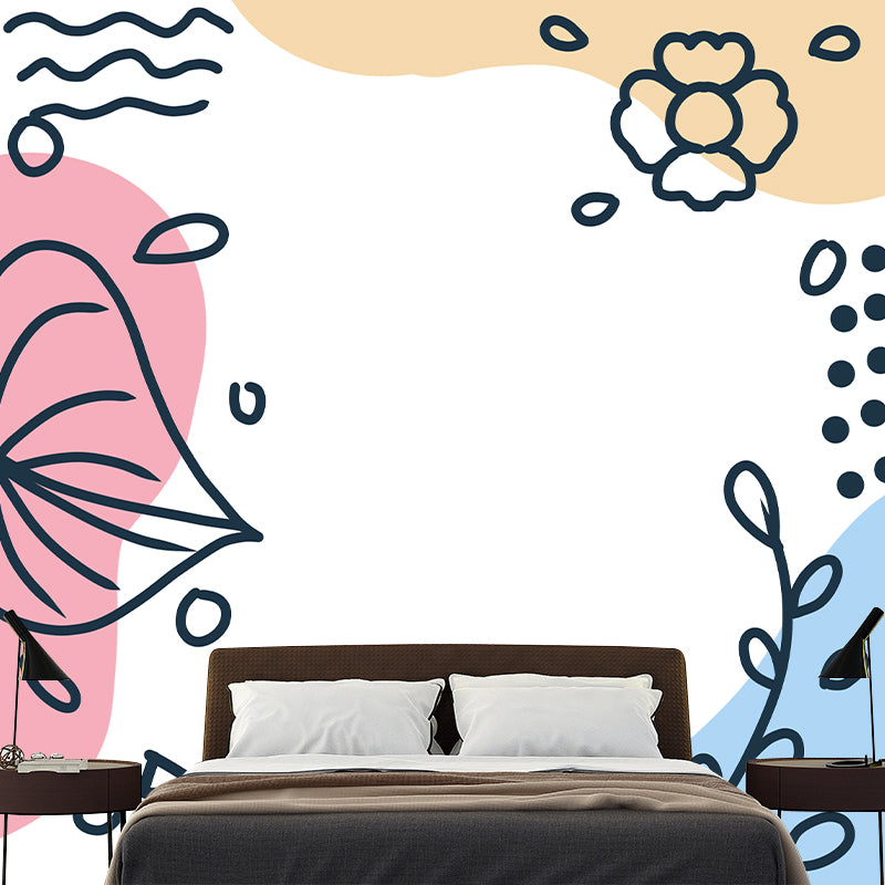 Illustration Wall Mural Wallpaper Plant Decoration Bedroom Wall Mural