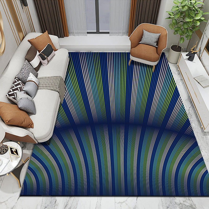 Brown Modern Rug Polyester Abstract Striped Rug Washable Rug for Home Decor