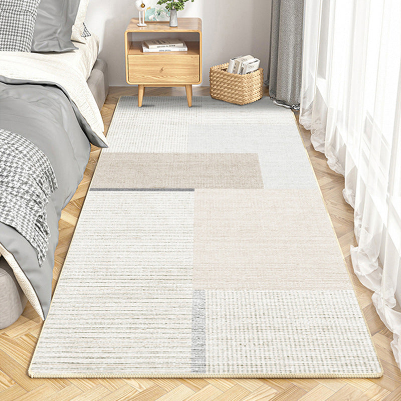 Modern Line Rug Beige Polyester Indoor Rug Washable Rug for Home Decor