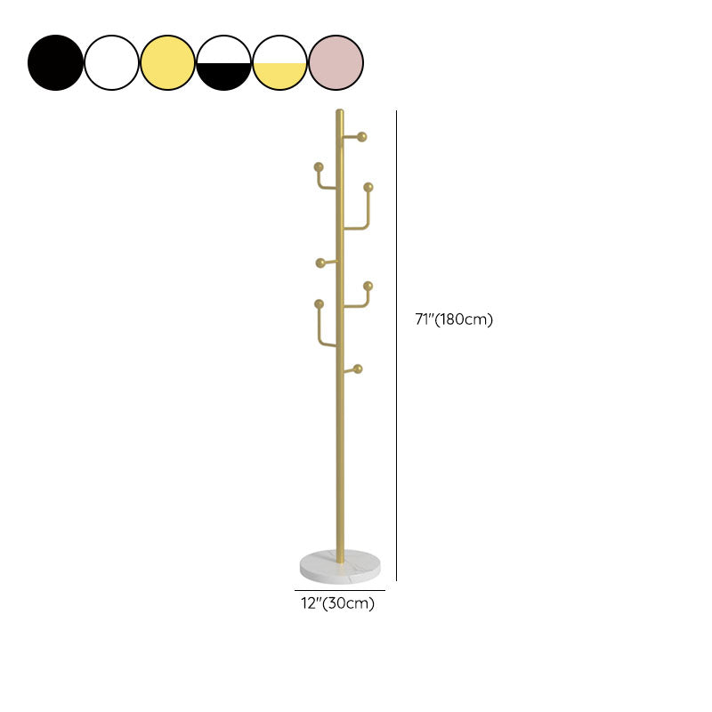 Metal Entry Hall Tree Marble Base Coat Hanger with 7 Hooks , 70.86" H