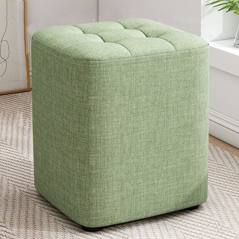 Modern Pouf Ottoman Cotton Upholstered Tufted Solid Color Square Ottoman