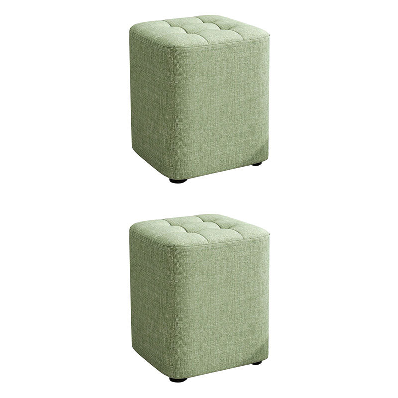 Modern Pouf Ottoman Cotton Upholstered Tufted Solid Color Square Ottoman