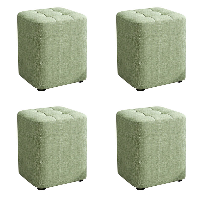 Modern Pouf Ottoman Cotton Upholstered Tufted Solid Color Square Ottoman