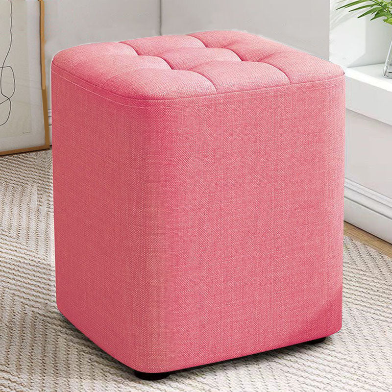 Modern Pouf Ottoman Cotton Upholstered Tufted Solid Color Square Ottoman