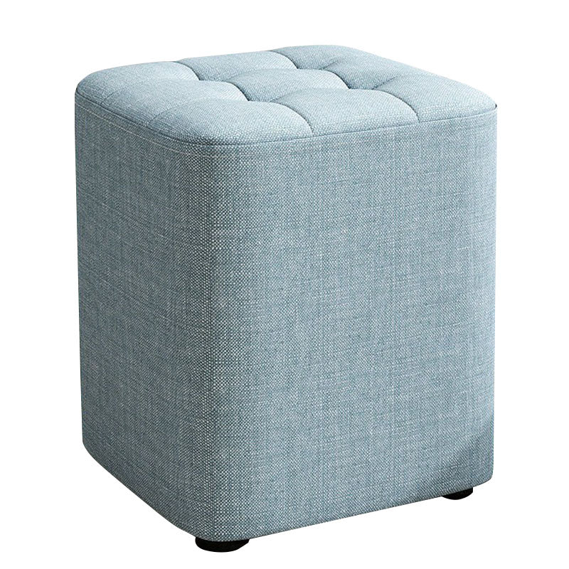 Modern Pouf Ottoman Cotton Upholstered Tufted Solid Color Square Ottoman