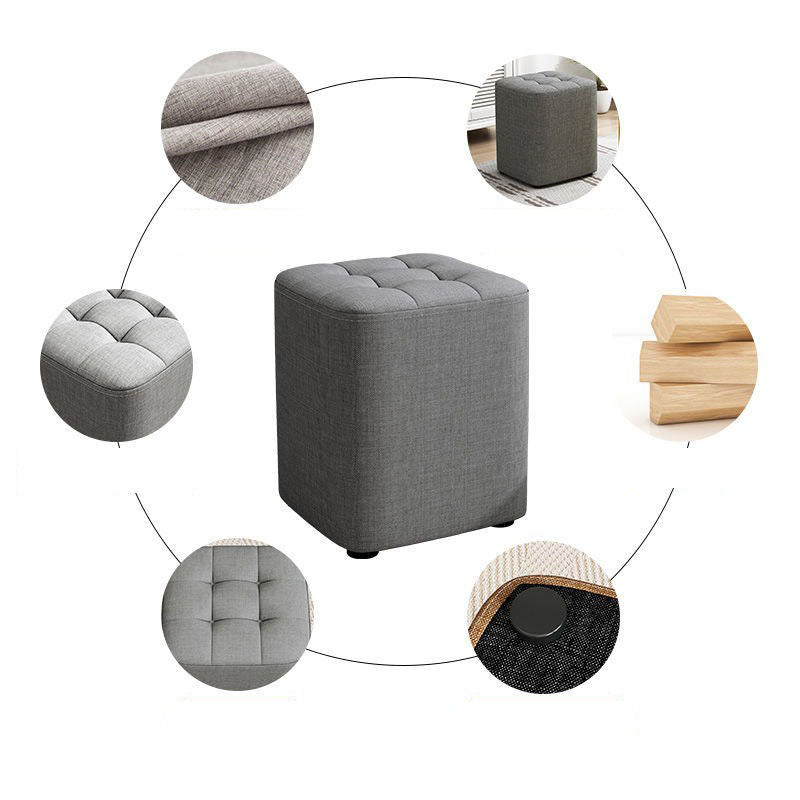 Modern Pouf Ottoman Cotton Upholstered Tufted Solid Color Square Ottoman