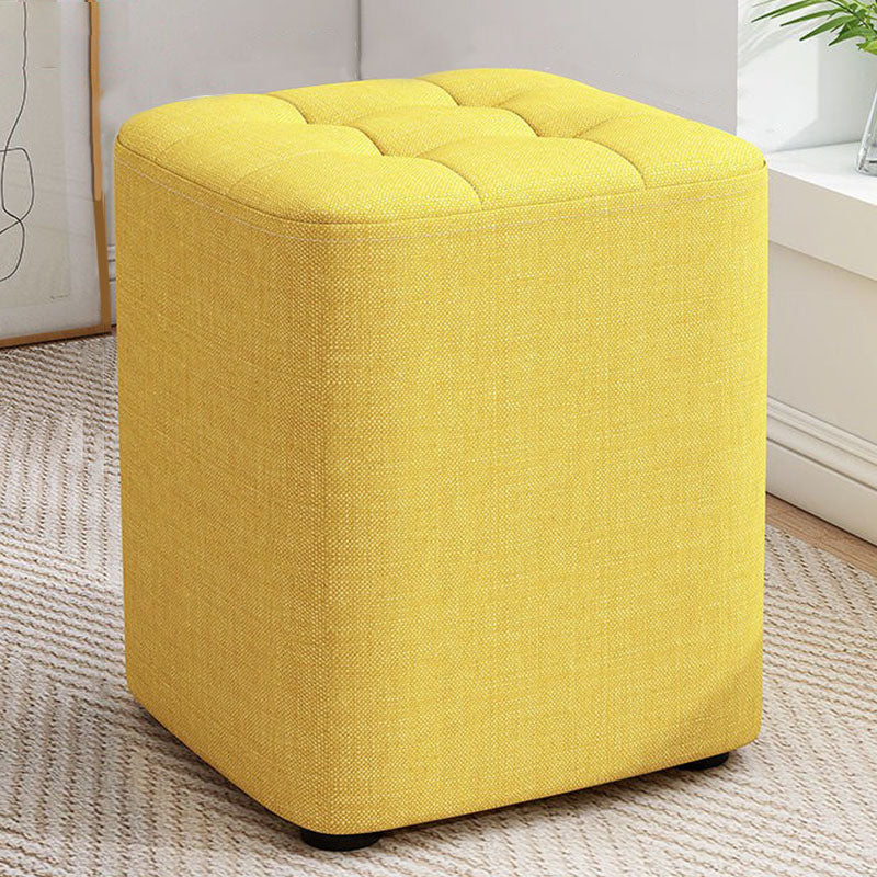 Modern Pouf Ottoman Cotton Upholstered Tufted Solid Color Square Ottoman