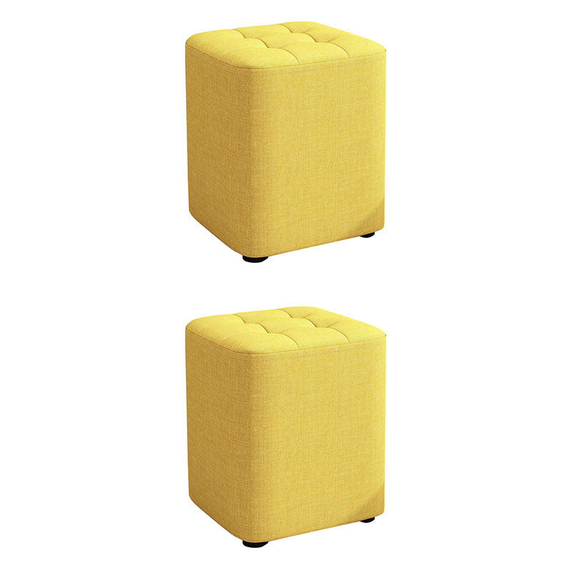 Modern Pouf Ottoman Cotton Upholstered Tufted Solid Color Square Ottoman