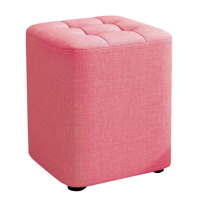 Modern Pouf Ottoman Cotton Upholstered Tufted Solid Color Square Ottoman
