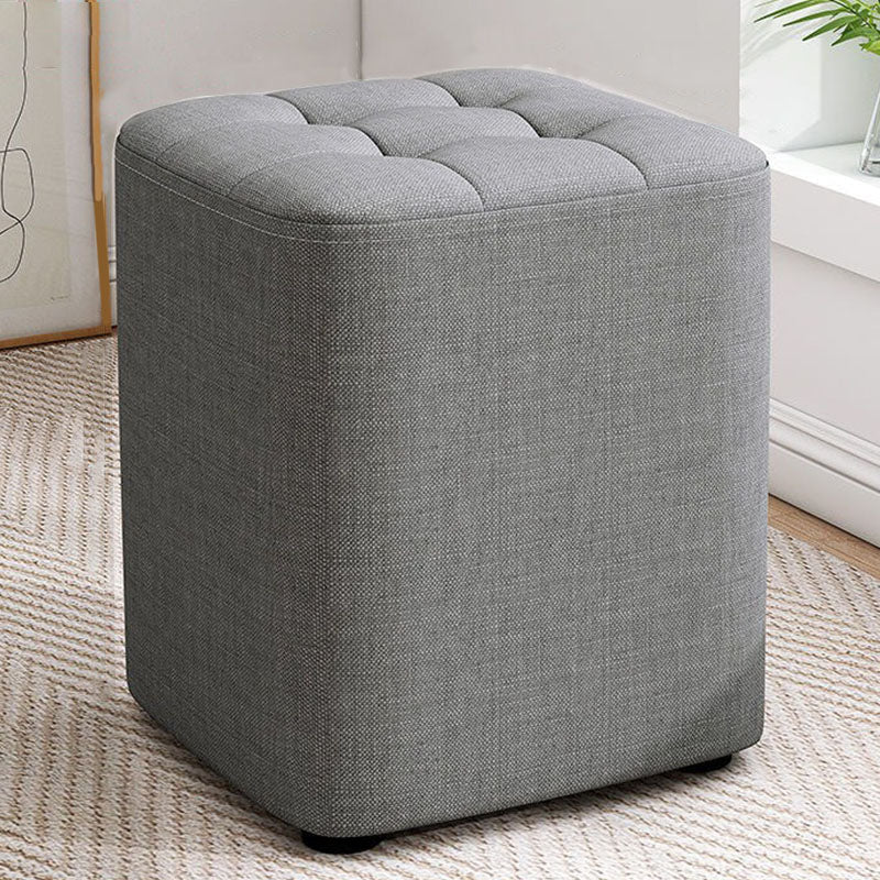Modern Pouf Ottoman Cotton Upholstered Tufted Solid Color Square Ottoman