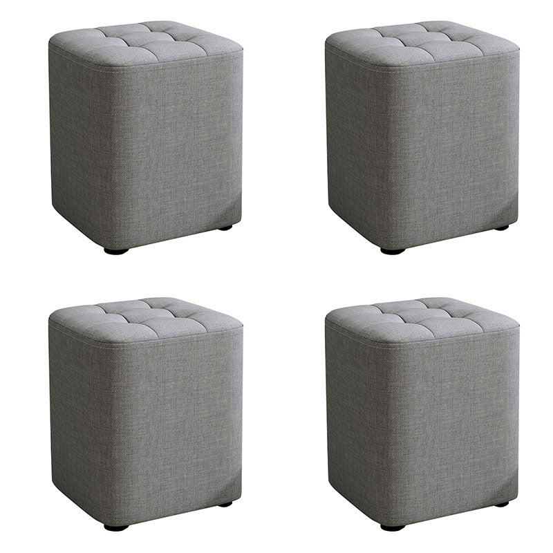 Modern Pouf Ottoman Cotton Upholstered Tufted Solid Color Square Ottoman