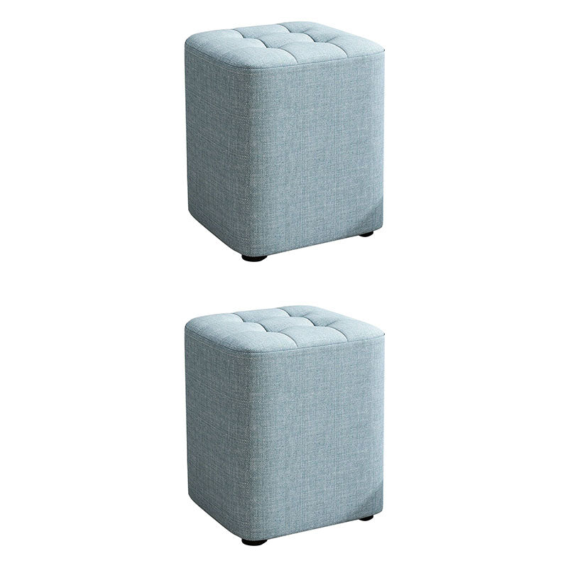 Modern Pouf Ottoman Cotton Upholstered Tufted Solid Color Square Ottoman