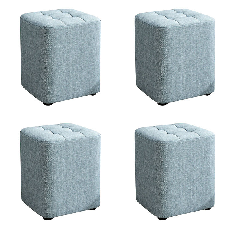 Modern Pouf Ottoman Cotton Upholstered Tufted Solid Color Square Ottoman