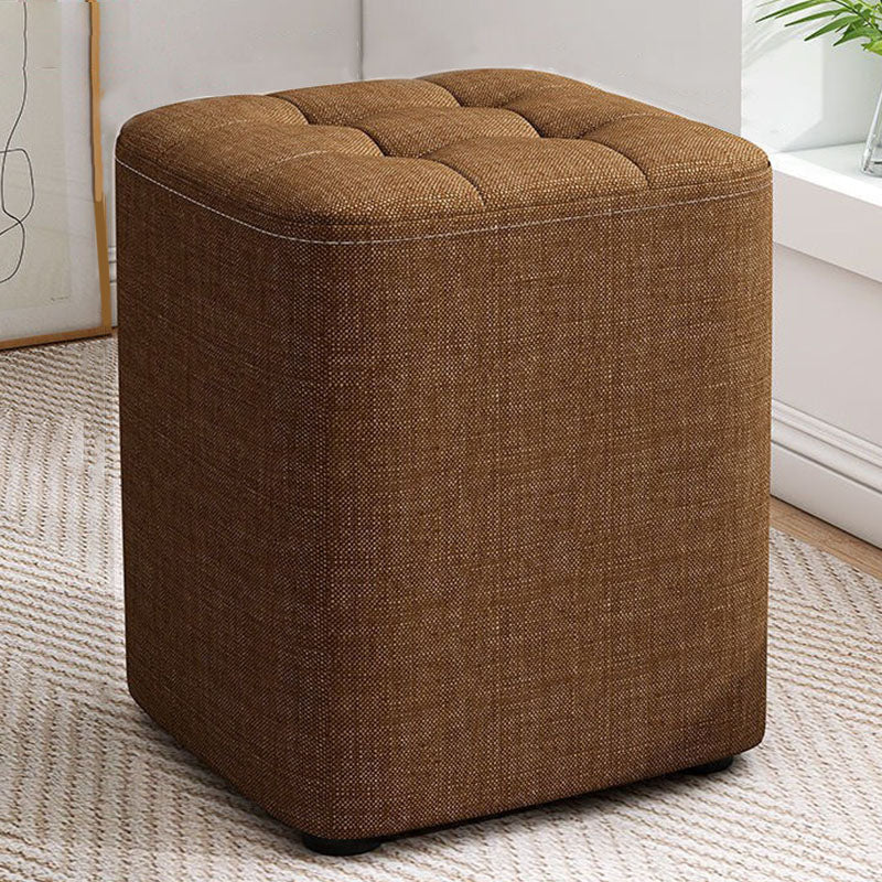 Modern Pouf Ottoman Cotton Upholstered Tufted Solid Color Square Ottoman