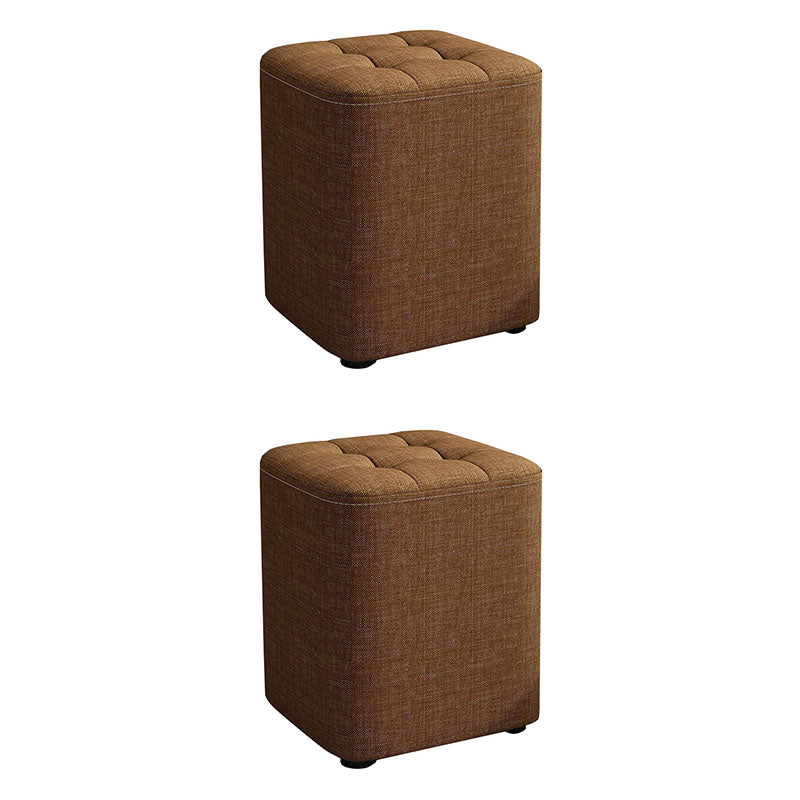 Modern Pouf Ottoman Cotton Upholstered Tufted Solid Color Square Ottoman