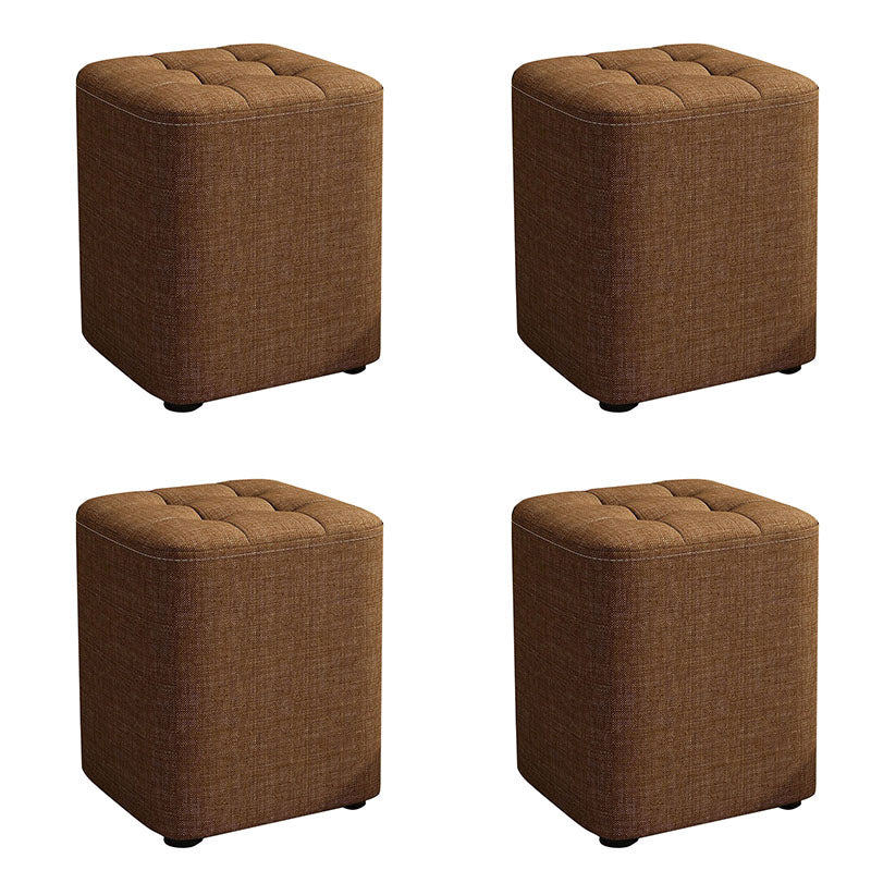 Modern Pouf Ottoman Cotton Upholstered Tufted Solid Color Square Ottoman