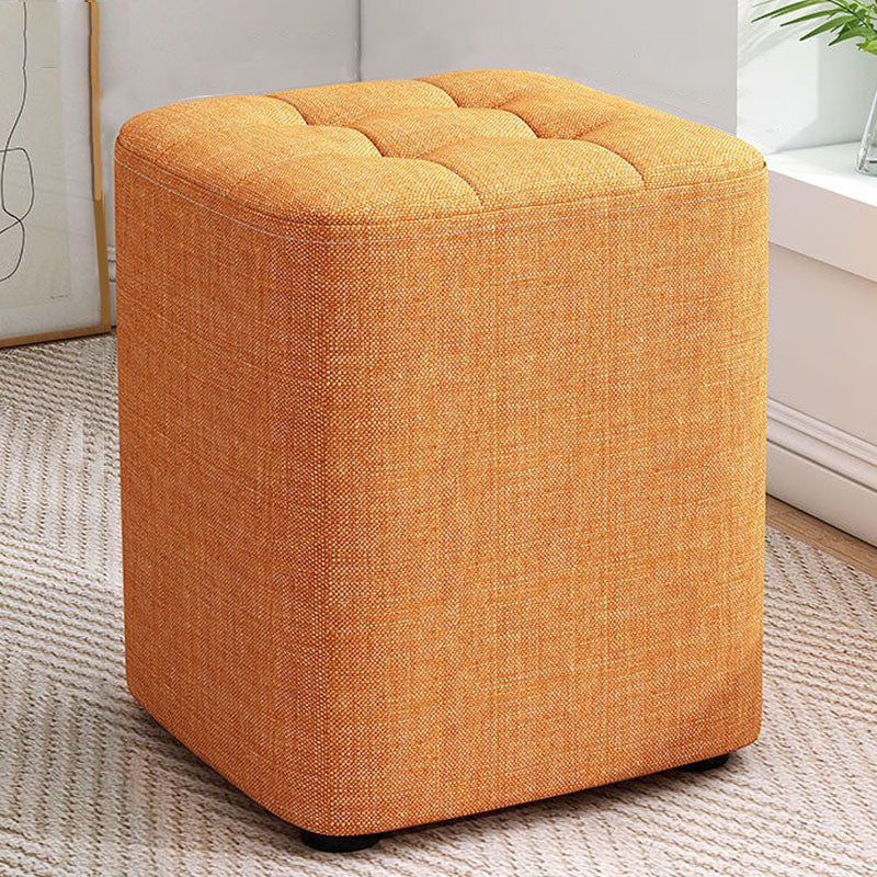 Modern Pouf Ottoman Cotton Upholstered Tufted Solid Color Square Ottoman