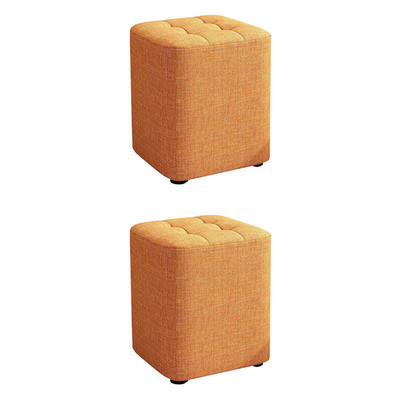 Modern Pouf Ottoman Cotton Upholstered Tufted Solid Color Square Ottoman