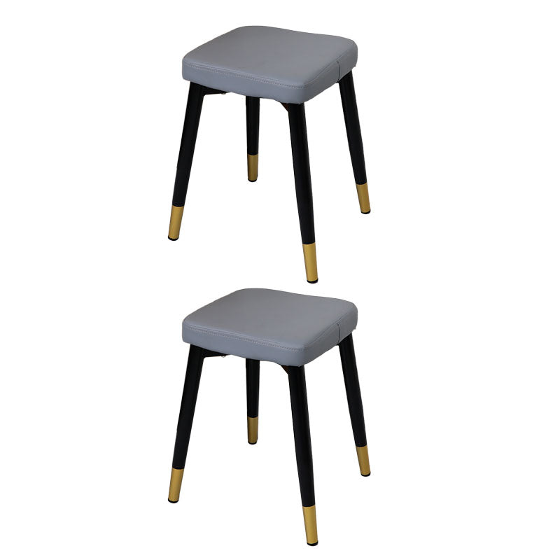 Glam Ottoman Faux Leather Solid Color Square Ottoman with Metal Legs