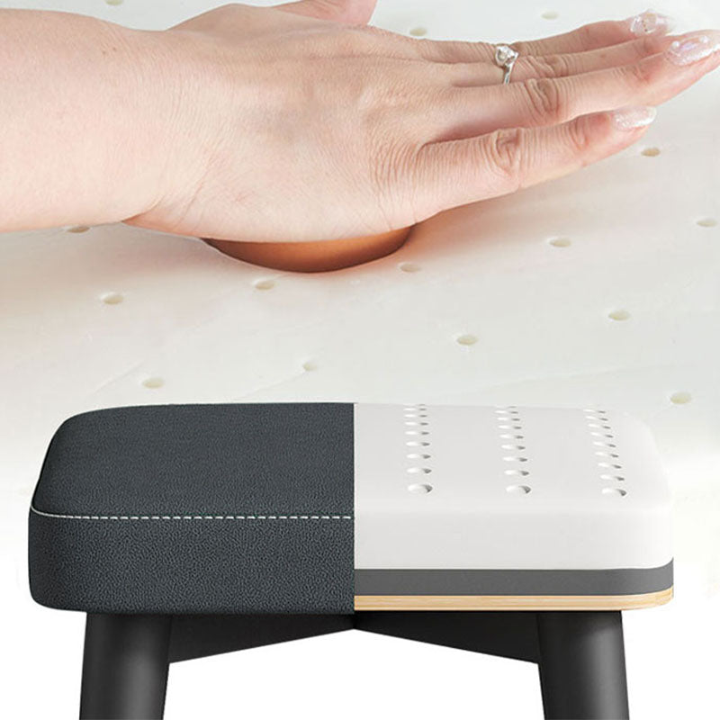 Glam Ottoman Faux Leather Solid Color Square Ottoman with Metal Legs