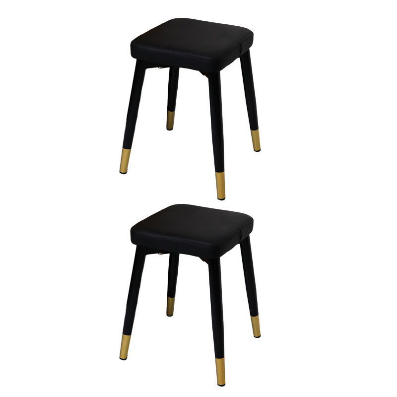 Glam Ottoman Faux Leather Solid Color Square Ottoman with Metal Legs