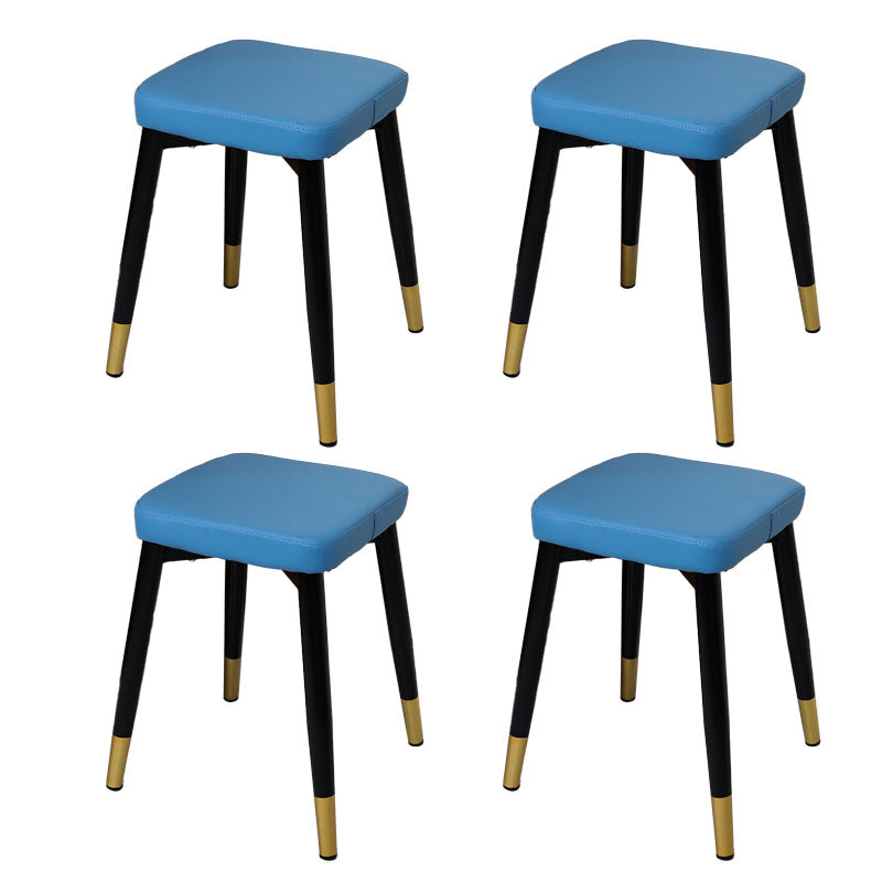 Glam Ottoman Faux Leather Solid Color Square Ottoman with Metal Legs