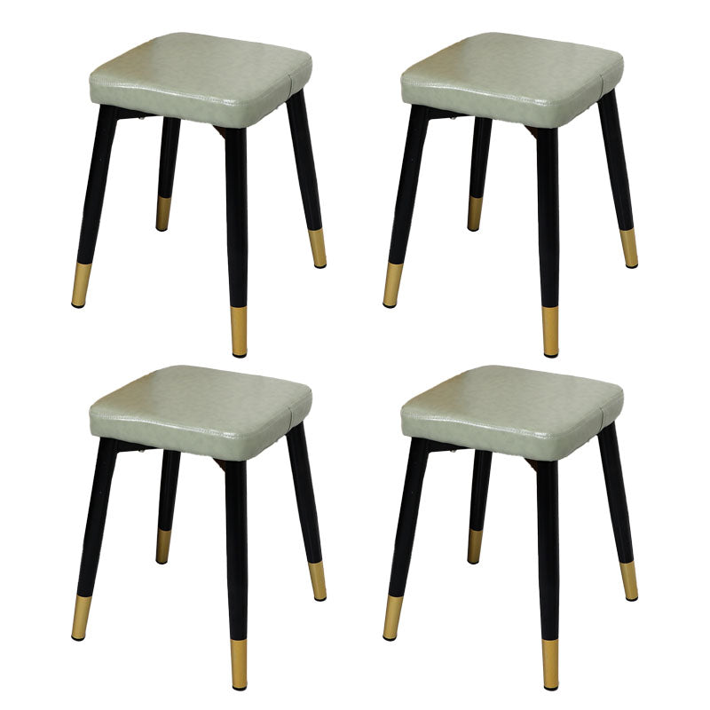 Glam Ottoman Faux Leather Solid Color Square Ottoman with Metal Legs